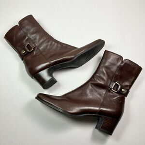 Anne Klein Fairy Leather Boots Womens 6 Brown Square Toe Cottagecore Equestrian